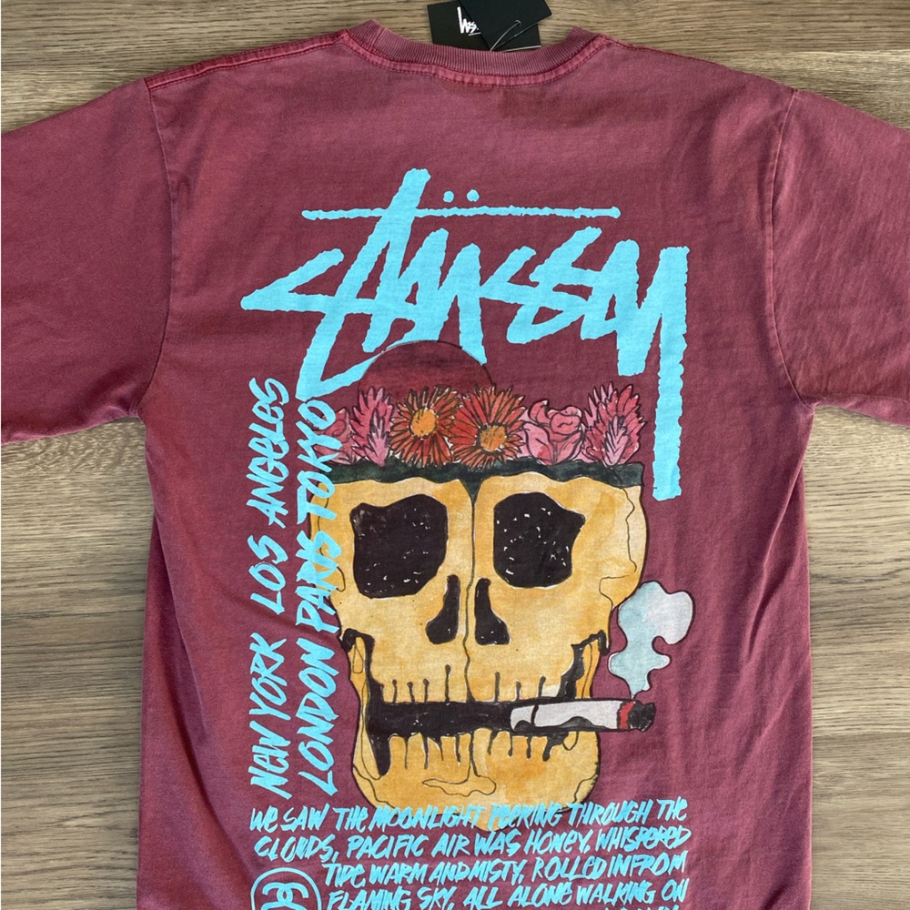 NWT Stussy Smoking Skull Dyed Tee Sz.S